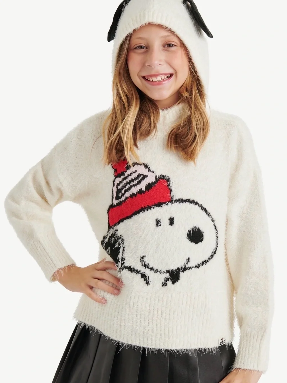 Justice x Peanuts Snoopy Hooded Fuzzy Sweater NWT Girls Size L (12/14)